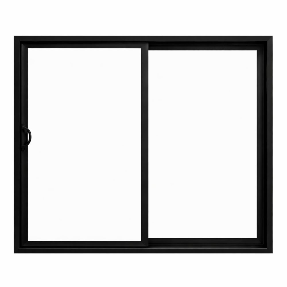 Sleek black-framed patio sliding door designed with a modern handle and wide glass panels, ideal for Patio Sliding Door Riverside, CA homes.