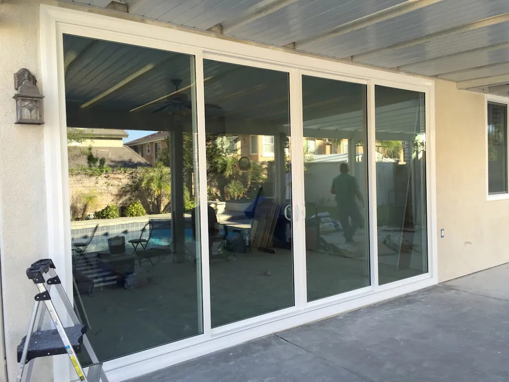 Energy-efficient sliding patio door remodel for window replacement in Temecula, CA.